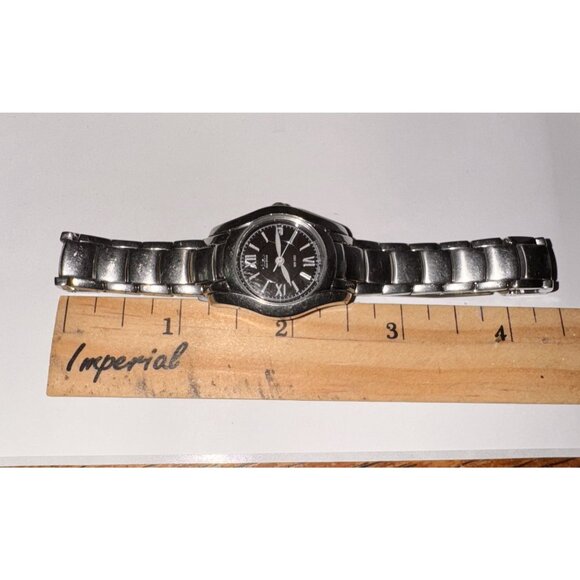 Casio Womens WR 100 Stainless Steel Watch Analog Roman Numerals Black Dial Water - Picture 6 of 6